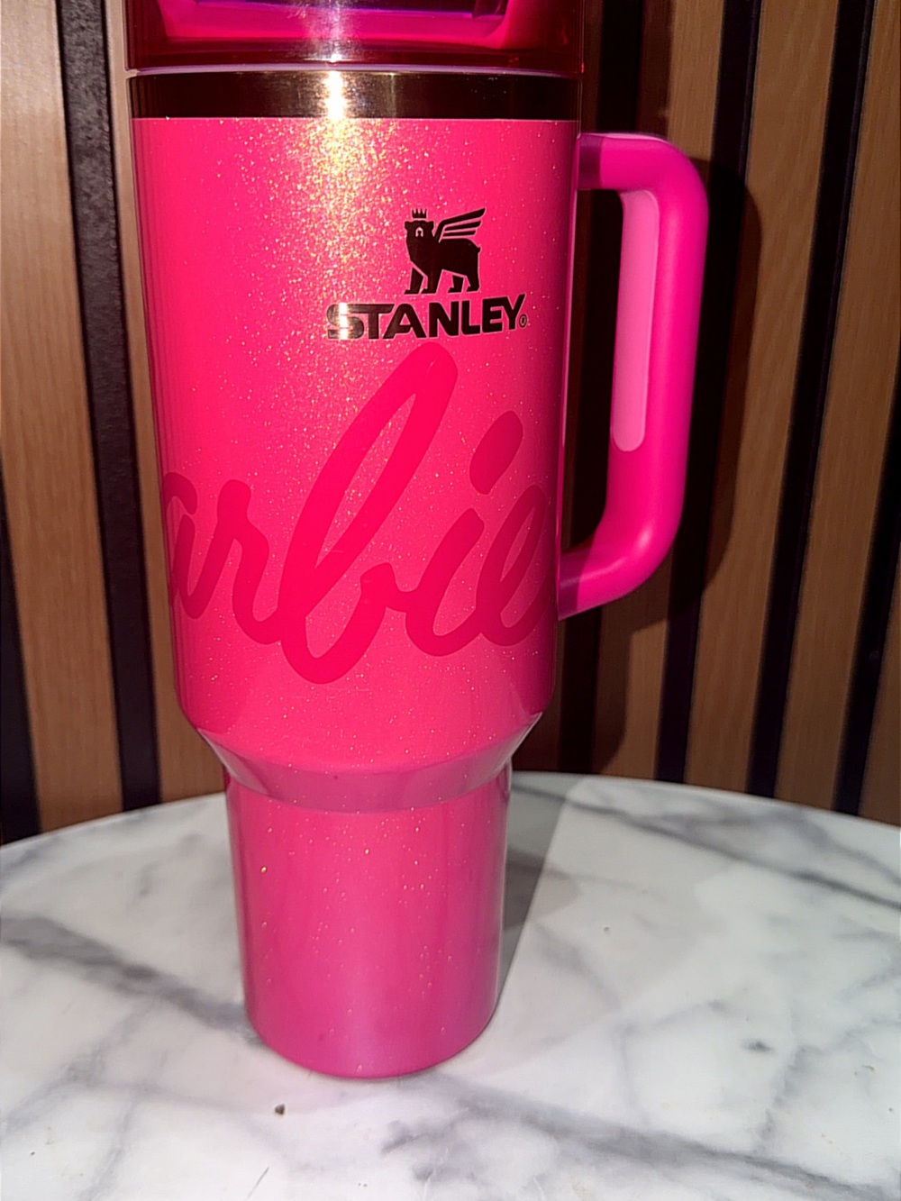 Stanley Pink Glitter Travel Tumbler with Handle